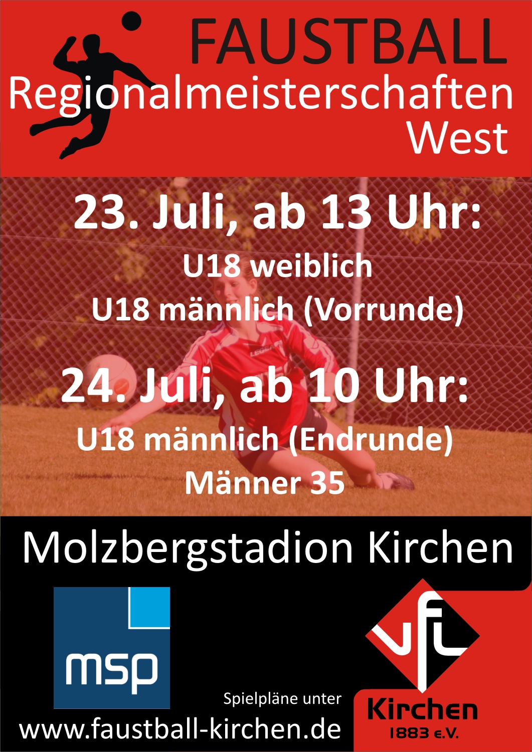 Am 23./24. Juli finden im Molzbergstadion die Regionalmeisterschaften West der U18 und Mnner 35 statt.