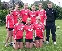hinten: Theresa Halbe, Laureen Nievel, Josefine Pfeifer, Jacqueline Bll, Kristin Cremer, Trainer Patrick Schiep<br>vorne: Selina Pees, Anna Jendrek, Paulina Pfeifer