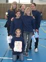 stehend: Josefine Pfeifer, Theresa Halbe, Nele Stang, Paulina Pfeifer, Melissa Seibert<br>hockend: Elisa Oldemeier